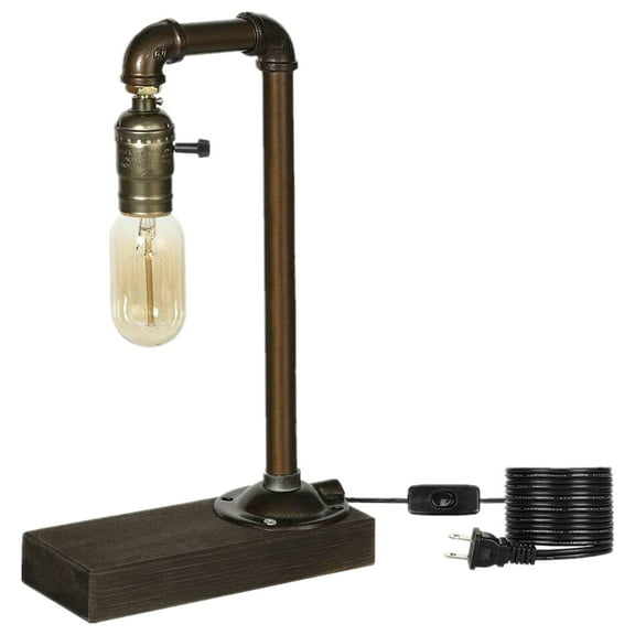 Retro Vintage Table Lamp, Industrial Loft Style Steam Punk Lamp Iron Piping Desk Lamp