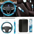 thumbnail image 5 of Yuyamidu Dachshund Car Front Back Seat Covers Blue Car Carpet Mats Steering Wheel Cover Seat Belt Pad Universal Handbrake Cover Set Coasters, 15 PCS, 5 of 6