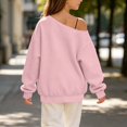 thumbnail image 4 of OGLCCG Off The Shoulder Sweatshirt Tween Girls Trendy Asymmetric Neck Hoodies Shirts Long Sleeve Pullover Tops Size 5-15(Pink,11-12 Years), 4 of 7