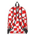 thumbnail image 3 of Red and White Wavy Checkered Pattern Backpack for School, Cute School Bag with Adjustable Shoulder Straps and Padded Back, 15.7"x11.8"x5.5", 3 of 5