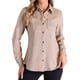 thumbnail image 2 of CAMISA DE SUEDE FALSO INSPIRE CHIC PARA MUJER, CAMISA DE BOTONES DE MANGA LARGA ESTILO CASUAL ELEGANTE, ROPA DE OTOÑO 2024, M BEIGE, 2 of 6