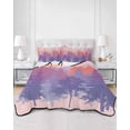 thumbnail image 2 of Quilts Full Size Bedding Set, Forest Silhouette Lightweight Quilted Comforter, Retro Abstract Watercolor Forest Trees Pink Soft Bedspread Coverlet with Pillow Covers for All Season, 78" x 90", 2 of 7