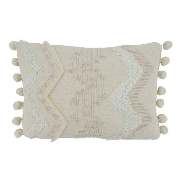 Fennco Styles 12" x 18" Beige Cotton Throw Pillow