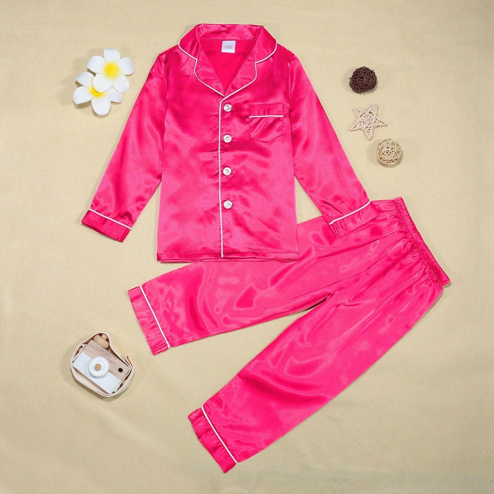 Kids Pajamas Boys Girls Button Down Sleep Shirt Top Long
