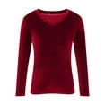 thumbnail image 4 of cocolona Long Sleeve Shirts for Women Fashion Solid Color V Neck Velvet Tops Dressy Casual Loose Blouses, 4 of 4