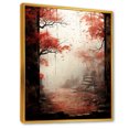 Designart "Forest View in Red Gothic Japan I" Landscapes Framed Wall