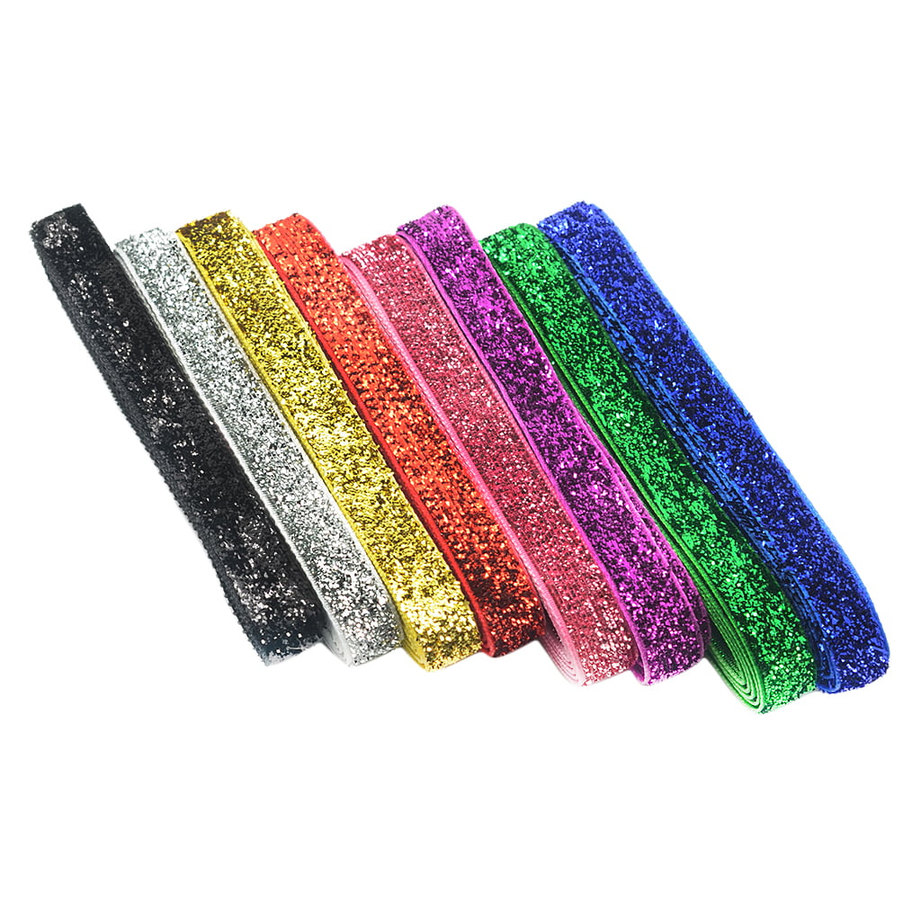 Colourful 5 yards 3/8 "10mm Glitter Velvet Ribbon Headband Clips Bow Decoration