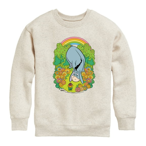 Winnie the Pooh - Eeyore Grazing Through Flowers - Rainbow - Toddler And Youth Crewneck Fleece Sweatshirt