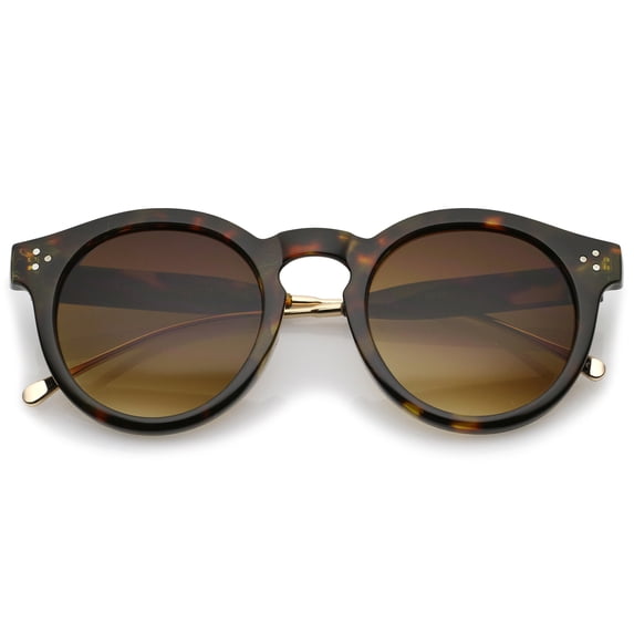 sunglassLA - Metal Temple Keyhole Bridge Neutral-Colored Lens P3 Round Sunglasses 50mm - 50mm