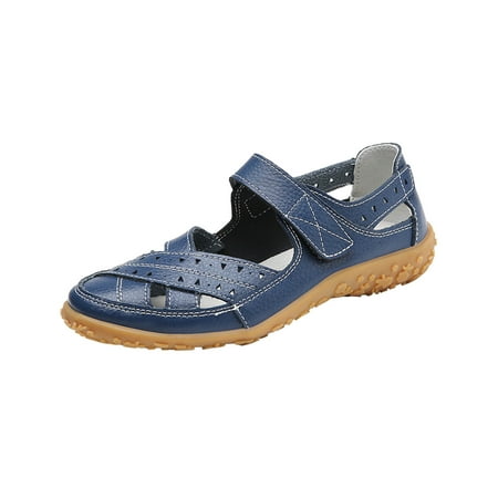 

Hauiodp Women s Classic Leather Loafer Comfort Slip-On Soft Flats Fashion Casual Leather Loafer Sandal Closed Toe Walking Shoes for Daily Working