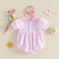 thumbnail image 5 of Wxirdiow Baby Summer Outfit Baby Girl Birthday Outfit Lace Fly Sleeve Romper Backless Bodysuit Headband Cake Smash Outfit Pink Size,0-3 Months, 5 of 8