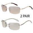 thumbnail image 1 of NEW MENS RECTANGULAR RIMLESS TRANSPARENT SUNGLASSES EYE WEAR BLACK GOLD COLOR X1, 1 of 8
