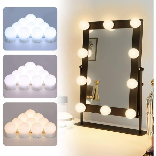 Espejo de maquillaje con 10 luces LED regulables Pearl Rare, espejo de mesa para maquillaje