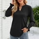 thumbnail image 2 of Blusa Cuello En V Puños Con Volantes Manga Larga Color Puro Tops Casuales De Moda Para Mujer Negro XXL, 2 of 6