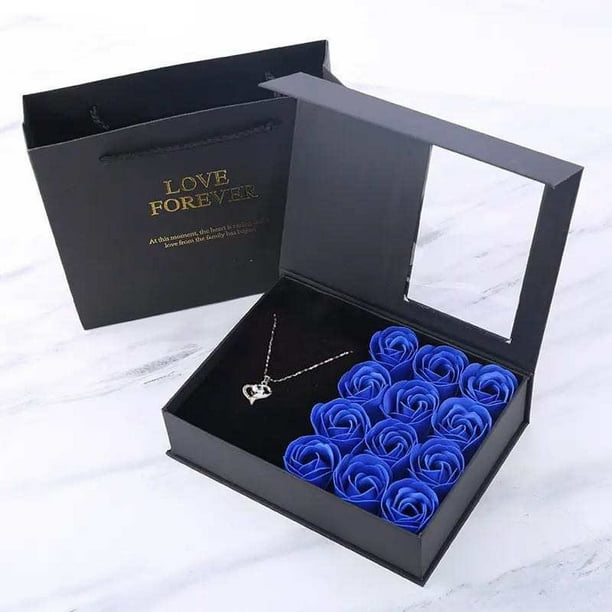 Caja de regalo para el día de San Valentín, 12 cajas de regalo con ventana abatible, caja de regalo con forma de lápiz labial, collar y joyería
