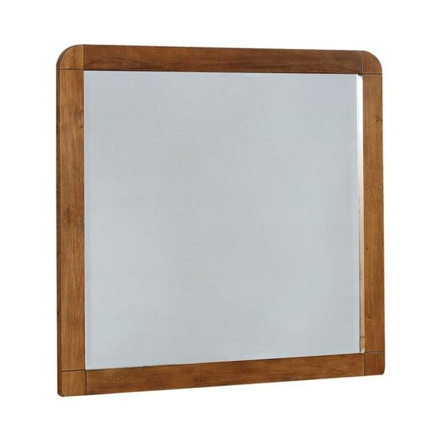 Benzara BM242615 Rectangular Mirror with Rounded Corner & Grains, Brown