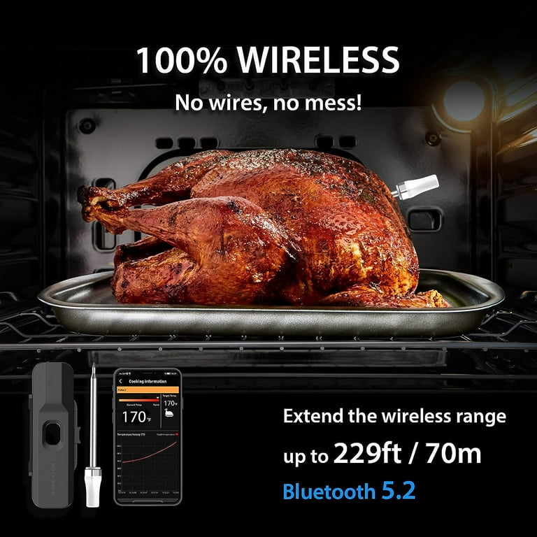 GrillGazer Smart Wireless Meat Thermometer - 165ft Bluetooth Range