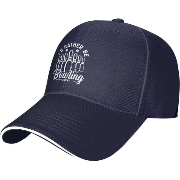 I'd Rather Be Bowling Hat for Men Women Adjustable Sandwich Cap Black Dad Hat Outdoors