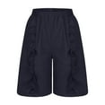 thumbnail image 5 of Diufon Womens Summer Shorts Elastic Waist Lounge Shorts Trendy Ruffle Solid Color Shorts with Pockets, 5 of 6