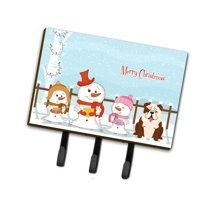 Merry Christmas Carolers English Bulldog Brindle White Leash or Key Holder