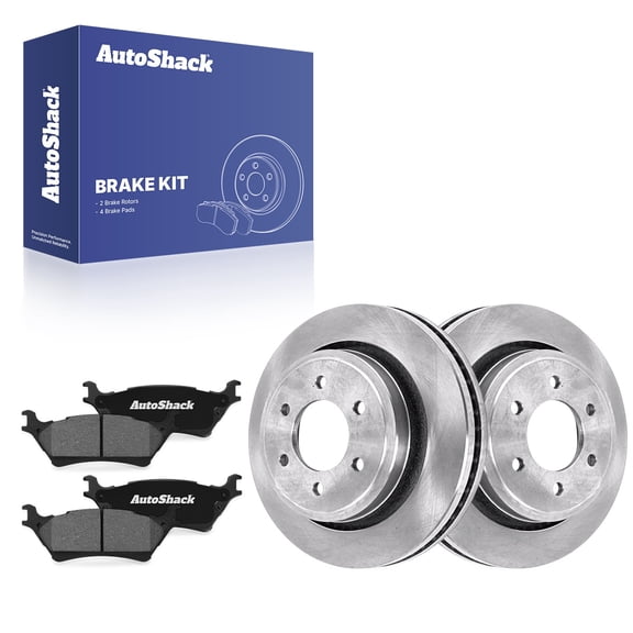 AutoShack Rear Vented Brake Rotors   Ceramic Pads 6-PC Brake Kit Replacement for 2017 Ford F-150 13.23" (336 mm)