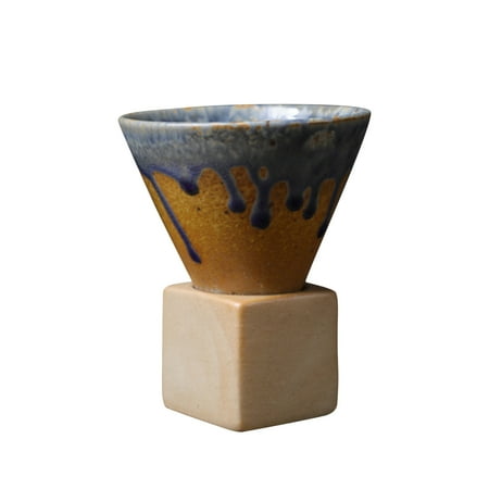 

Garhelper Coarse Pottery Coffee Mug With Base 200ml Triangular Cone Shape Porcelain Mug Ceramic Tea Cup For Home Picnic Office