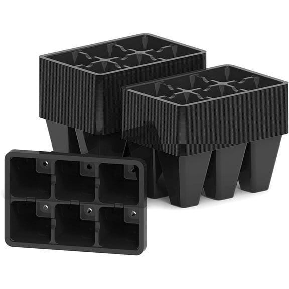 120 Pack 6-Cell Seed Starting Tray for Seedlings, Plant Starter Trays with Drainage Holes for Seed Germination, 5.4x3.7 inches, Black
