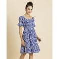 thumbnail image 2 of MoomayaWomens PrintedSquare Neck Summer Dress,Short PuffedSleeves Tiered Cotton Dress, 2 of 8