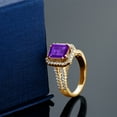 thumbnail image 5 of Gem Stone King 2.78 Ct Octagon Purple Amethyst 18K Yellow Gold Plated Silver Ring, 5 of 6