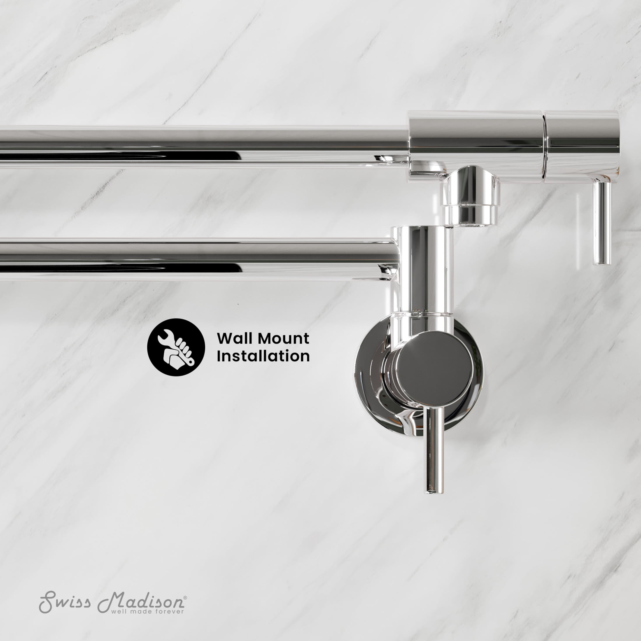 Ivy Retractable Wall-Mounted Pot Filler in Chrome