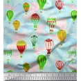 thumbnail image 1 of Soimoi Poly Georgette Fabric Cloud & Hot Air Balloon Holiday Print Sewing Fabric Yard 42 Inch Wide, 1 of 3