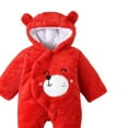 thumbnail image 4 of Lilgiuy Toddler Boys Girls Winter Plush Jumpsuit Cute Bear Ears Solid Color Long Sleeve Thick Warm Onesies Outwear Outfits Red (18-24 Months), 4 of 5