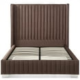 thumbnail image 4 of Jeffrey Queen Size Velvet Upholstered Bed Frame in Dark Brown, 4 of 7