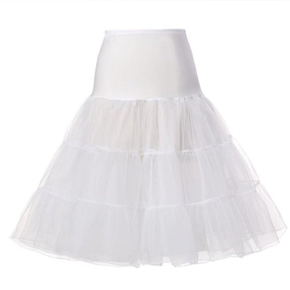 CYYPLAS Women's Vintage 50s Rockabilly Crinoline Petticoat 26" Length White Tutu Slip Underskirt Large-X-Large