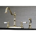 thumbnail image 2 of Kingston KB1752BPLBS Bel-Air Two-Handle 4-Hole 8" Centerset Kitchen Faucet with Brass Sprayer in Polished Brass, 2 of 7