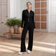 thumbnail image 5 of Conjunto de Dos Piezas para Mujer, Pantalón Deportivo de Pierna , Media Cremallera, Larga y Cuello en V. Negro M, 5 of 7