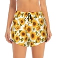thumbnail image 4 of Lsque Modern Elegant Sunflower Printed Women's Running Shorts with Liner Pockets,Elastic Quick Dry Workout Athletic Gym Yoga Shorts,Womens High Waist Shorts-, 4 of 9