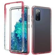 Samsung Galaxy S20 FE 5G Case, Rosebono Full-Body Rugged Ultra Transparency Hybrid Protective Case With Built-in Screen Protector Samsung Galaxy S20 FE 5G (Red)