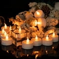 thumbnail image 5 of Pxymoer 6Pcs LED Warm White Tea Lights Candles with Battery Operated , No Flickering Flameless Electric Powered Fake Candle , Small Christmas Votive Tealight for Wedding Party & Windows Decorative, 5 of 6