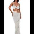 thumbnail image 2 of Conjunto de 2 Piezas para Mujer, Sexy, , de Verano, con Top Fruncido y Espalda Descubierta, y Falda con Aberturas, Vestido de Noche. S, 2 of 8