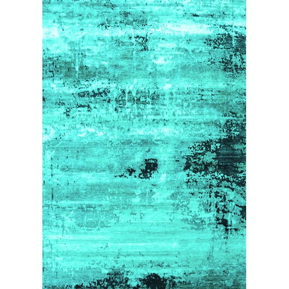 Ahgly Company Indoor Rectangle Oriental Turquoise Blue Industrial Area Rugs, 8' x 12'