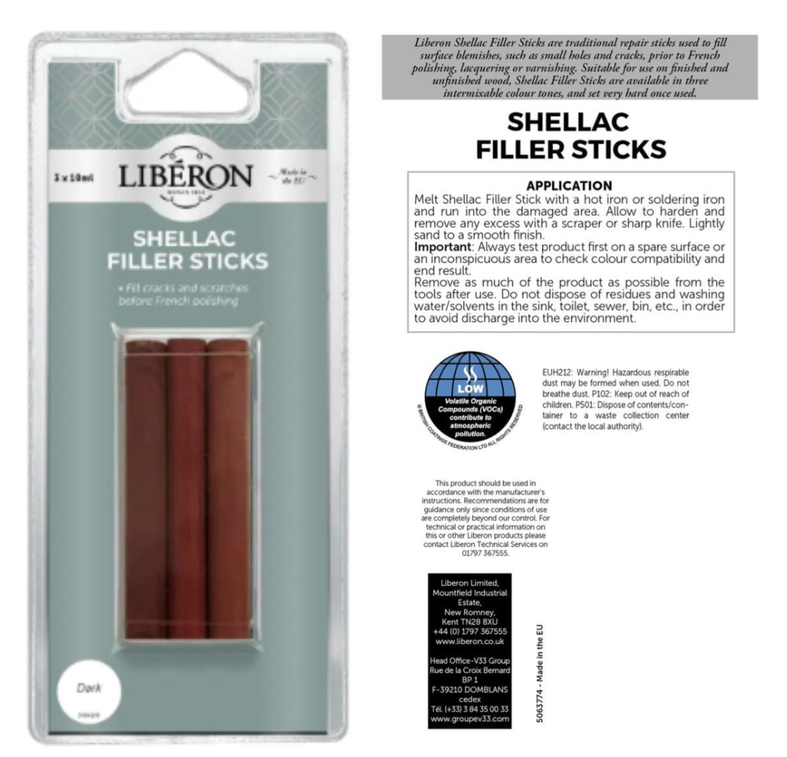 Liberon: Shellac Filler Sticks - Dark Wood Tones