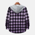 thumbnail image 5 of Hfyihgf Men Long Sleeve Flannel Shirts Jacket Trendy Relaxed Fit Button-Down Plaid Hooded Shirt Lightweight Jacket Outwear(Purple,S), 5 of 8