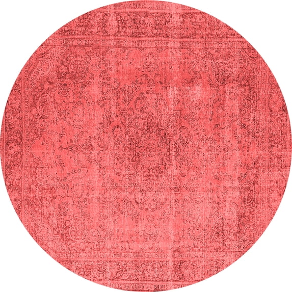 Ahgly Company Indoor Round Oriental Red Industrial Area Rugs, 4' Round