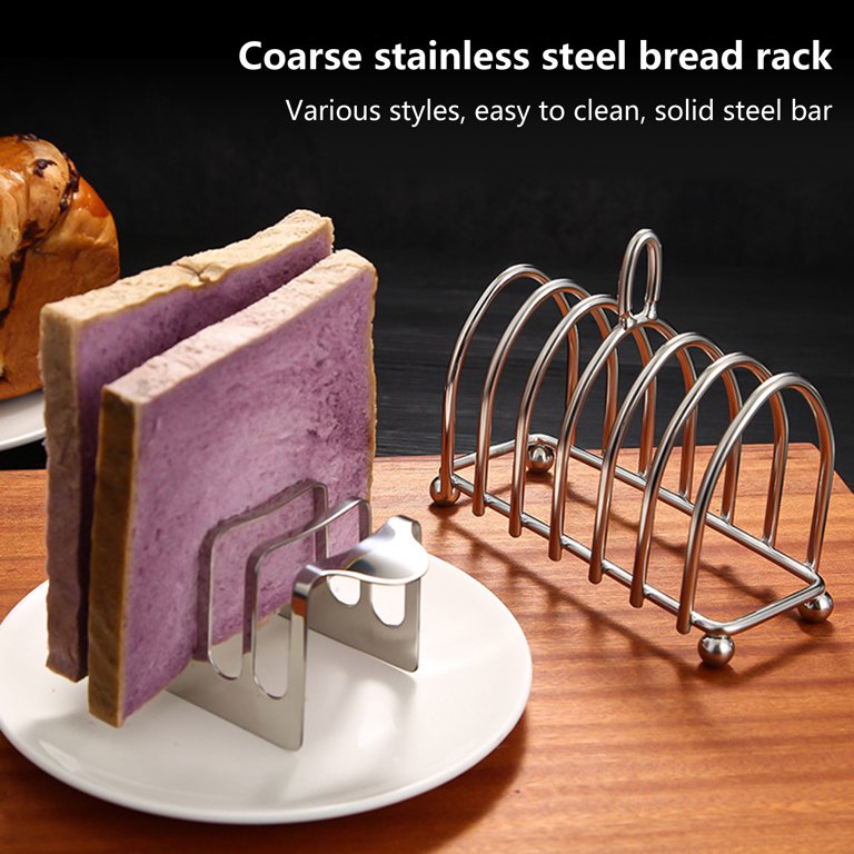 Farfi Toast Holder Food Grade Rust-proof Stainless Steel Toast Rack  Multiple Slice Holes Loaf Stand Gadget Kitchen Accessories (Type B) 