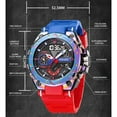 thumbnail image 5 of Quartz Watch For Men Smael Wristwatches Watcholorful Red Bracelet 50m Waterproof Alarm Clock Analog Digitals 8060 Sport Watches - Quartz Wristwatches, 5 of 6