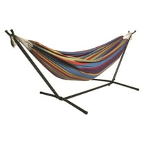 9ft Double Hammock Combo with Carry Bag and Stand - Caribbean Rainbow Pattern