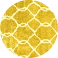 thumbnail image 1 of Ahgly Company Machine Washable Indoor Round Trellis Yellow Modern Area Rugs, 6' Round, 1 of 4