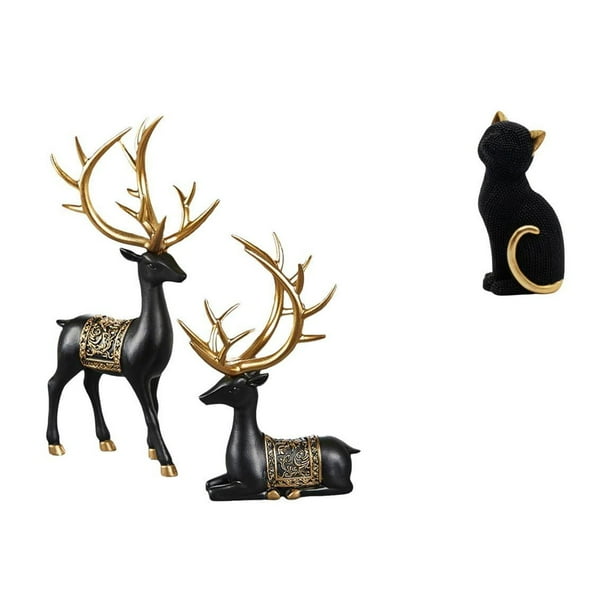 Escultura De Resina De Reno Y Alce Y Estatua De Gato, Colección De Figuras Decorativas Para Armario, Mesa, Entrada, Estantería, Sala De Estar, Dormitorio, Inauguración De La Casa.