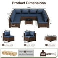 thumbnail image 2 of ELPOSUN 9 Pieces Patio Furniture Set All Weather Outdoor Sectional Sofa, Outdoor Modern Sectional Furniture Wicker Couch with Glass Coffee Table, Thicken Navy Blue Cushions, Water Resistant, 2 of 8
